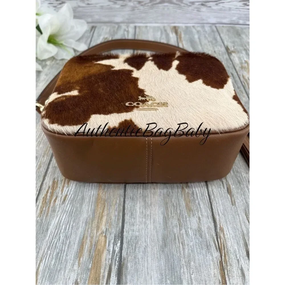 Coach Mini Carey Crossbody Bag In Haircalf With Cow Print Purse